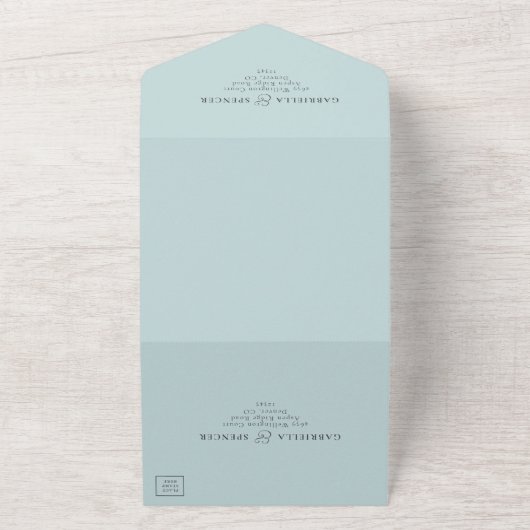 Elegant Light Blue Weddenschap in één uitnodiging (Buitenkant)