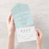 Elegant Light Blue Weddenschap in één uitnodiging (Afscheurbaar)