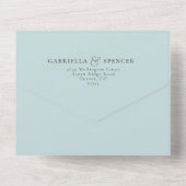 Elegant Light Blue Weddenschap in één uitnodiging (Achterkant)