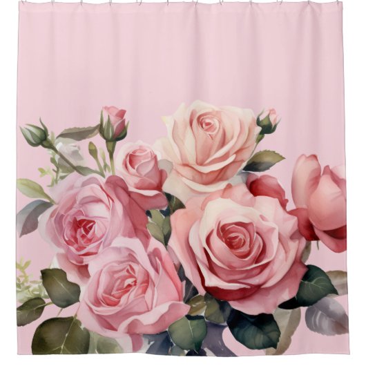 Elegant Light Blush Pink Roses Shower Curtain Douchegordijn (Voorkant)