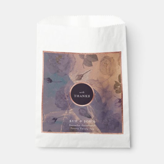 Elegant Light Boho Floral Arch Roos Gold Wedding Bedankzakje (Voorkant)