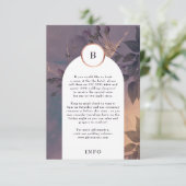 Elegant Light Boho Floral Arch Roos Gold Wedding Informatiekaartje (Staand voorkant)