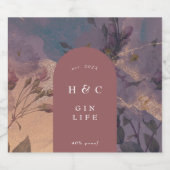 Elegant Light Boho Floral Paars Botanical GIN Likeurfles Etiket (Enkel label)