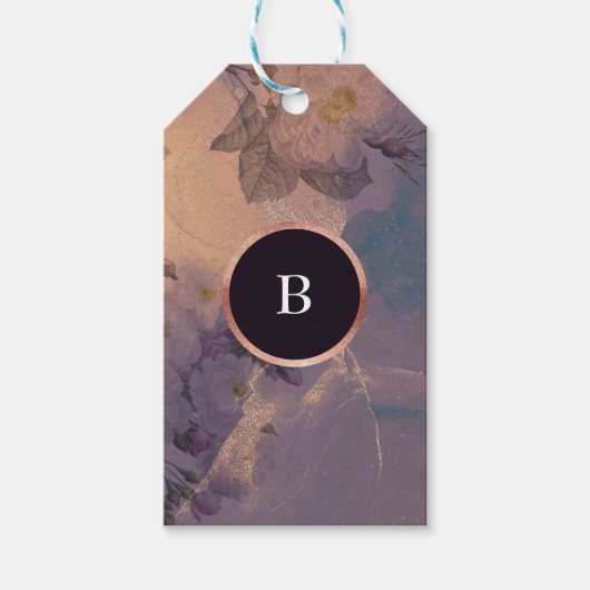 Elegant Light Boho Floral Paars Roos Gold Wedding Cadeaulabel (Voorkant)