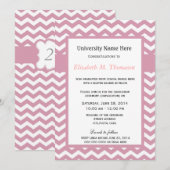 Elegant light cherry chevron afstuderen ceremonie kaart (Voorkant / Achterkant)
