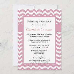 Elegant light cherry chevron afstuderen ceremonie kaart