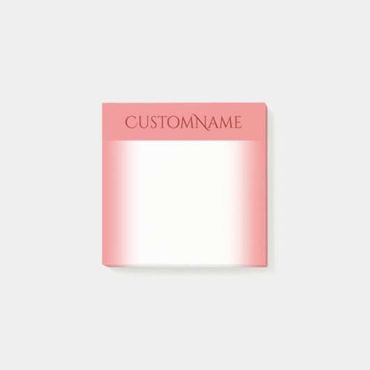 Elegant Light Coral Background met Dark Red Name Post-it® Notes (Voorkant)