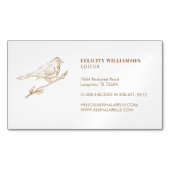 Elegant Light Cream & Gold Pered Bird Magnetisch Visitekaartje (Voorkant)