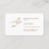 Elegant Light Cream & Gold Pered Bird Visitekaartje (Achterkant)