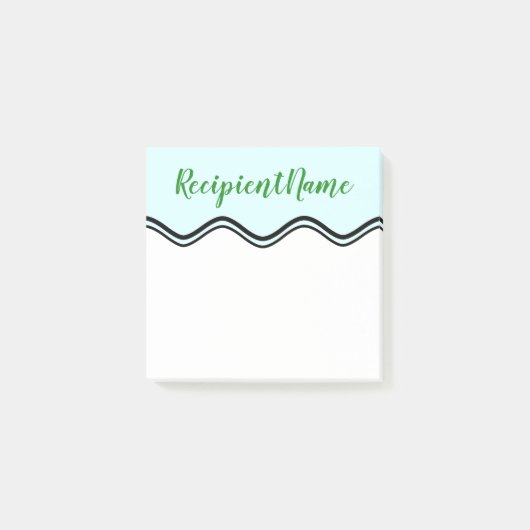 Elegant Light Cyan Background + Forest Green Name Post-it® Notes (Voorkant)