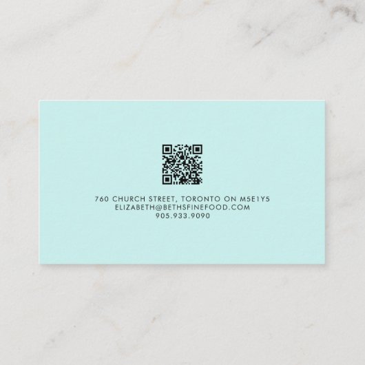 Elegant Light Cyan Luxury Script QR CODE Visitekaartje (Achterkant)