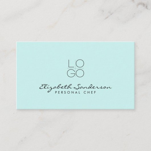 Elegant Light Cyan Luxury Script QR CODE Visitekaartje (Voorkant)