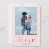 Elegant Light Deep Pink Minimalist Photo Wedding Save The Date (Voorkant)
