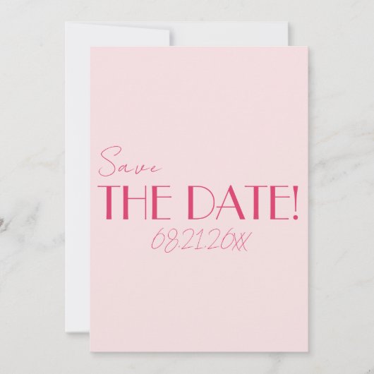 Elegant Light Deep Pink Minimalist Wedding Save The Date (Voorkant)