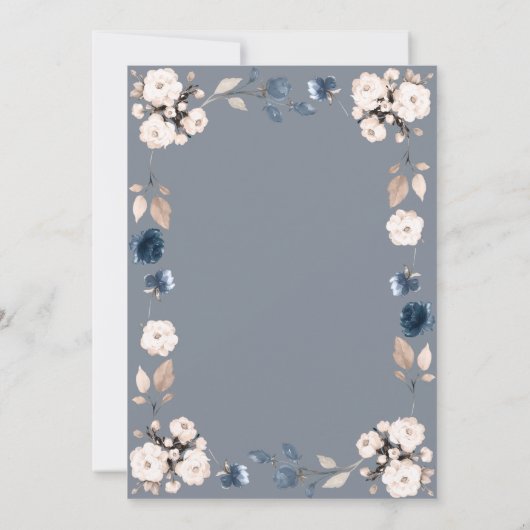 Elegant Light Dusty Blue Blush Pink Floral Wedding Kaart (Achterkant)
