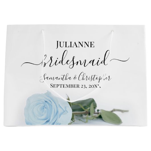 Elegant Light Dusty Blue Rose Bridesmaid Wedding Groot Cadeauzakje (Voorkant)