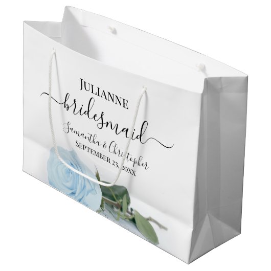 Elegant Light Dusty Blue Rose Bridesmaid Wedding Groot Cadeauzakje (Voorkant Gekanteld)