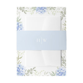 Elegant Light Dusty Blue Wedding Monogram Uitnodigingen Wikkel
