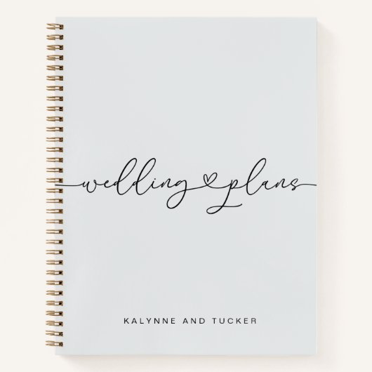 Elegant Light Dusty Blue Wedding Plans Heart Notitieboek (Voorkant)