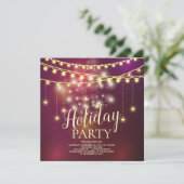 Elegant Light Garland Holiday Party Invitation Kaart (Staand voorkant)
