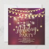 Elegant Light Garland Holiday Party Invitation Kaart (Voorkant)