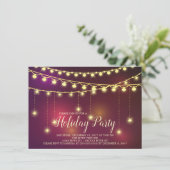 Elegant Light Garland Holiday Party Invitation Kaart (Staand voorkant)