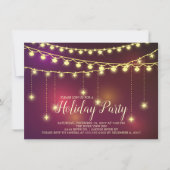 Elegant Light Garland Holiday Party Invitation Kaart (Voorkant)