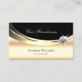 Elegant Light Gold Black met foto en diamant Visitekaartje (Voorkant)