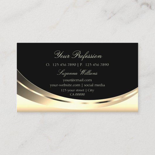 Elegant Light Gold Black met mousserende diamant Visitekaartje (Achterkant)