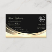 Elegant Light Gold en Black met Logo Diamond Visitekaartje (Achterkant)