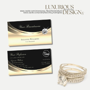 Elegant Light Gold en Black met Logo Diamond Visitekaartje