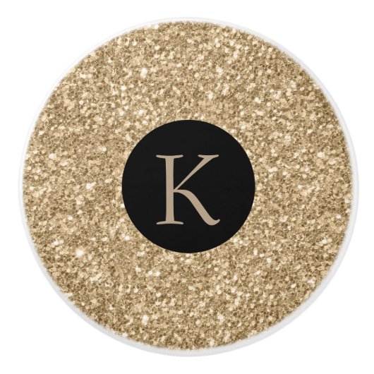 Elegant Light Gold Glitter Print Keramische Knop (Voorkant)