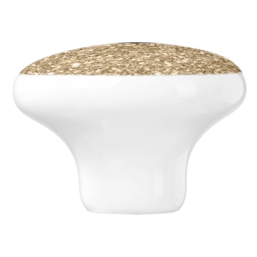Elegant Light Gold Glitter Print Keramische Knop (Zijkant)