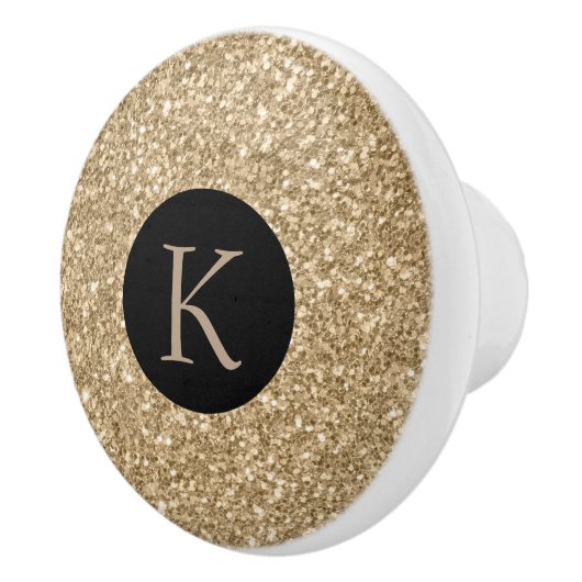 Elegant Light Gold Glitter Print Keramische Knop (Rechts)