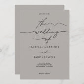Elegant Light Gray & Black Modern Script Wedding Kaart (Voorkant / Achterkant)