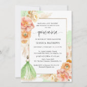 Elegant Light Green Floral Princess Quinceañera Kaart (Voorkant)