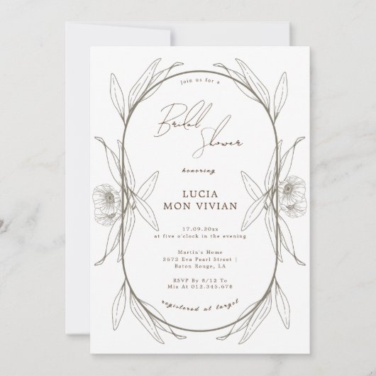 Elegant Light Green Floral Vrijgezellenfeest Kaart (Voorkant)