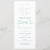 Elegant Light Green Hand Drawn Bow Wedding Program Menu (Voorkant)