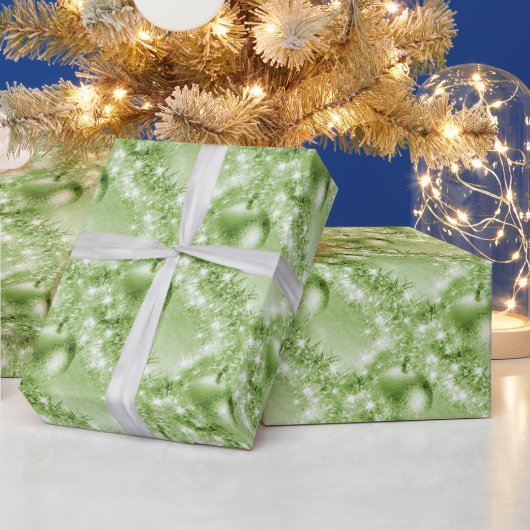 Elegant Light Green-kerstbal Cadeaupapier (Feestdagen)