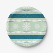 Elegant Light Green Kerstmis Snowflake Design Papieren Bordje (Voorkant)