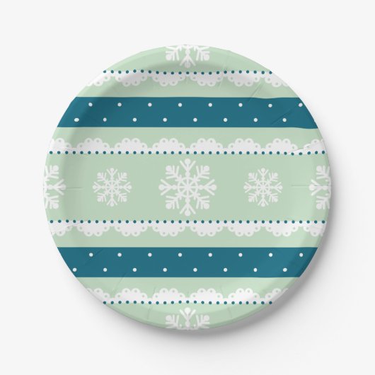 Elegant Light Green Kerstmis Snowflake Design Papieren Bordje (Voorkant)