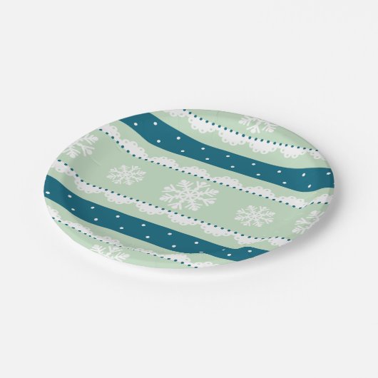 Elegant Light Green Kerstmis Snowflake Design Papieren Bordje (Gekanteld)