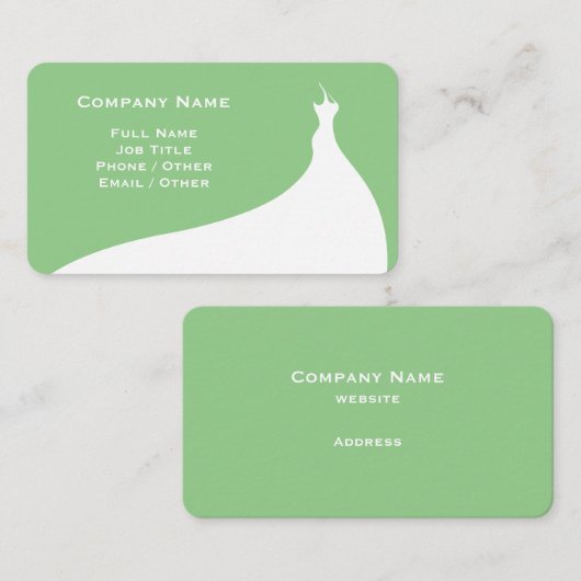 Elegant Light Green Wedding Dress Visitekaartje (Voorkant / Achterkant)