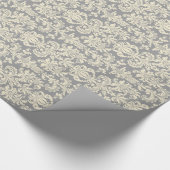 Elegant Light Grey and Cream Floral Damaskers Cadeaupapier (Hoek)
