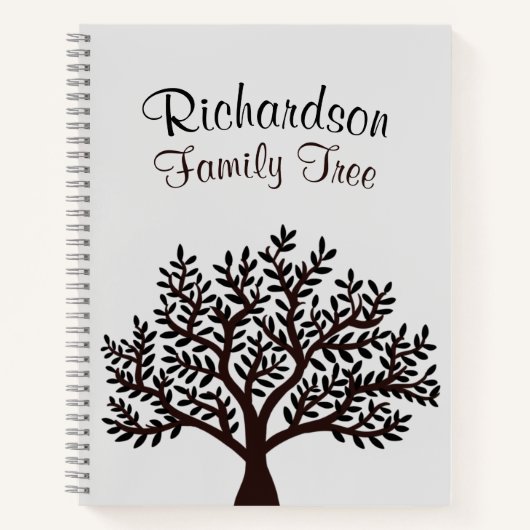 Elegant Light Grey Black Family Tree Genealogie Notitieboek (Voorkant)