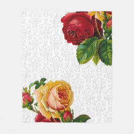 Elegant Light Grey Damask Floral Fleece Deken