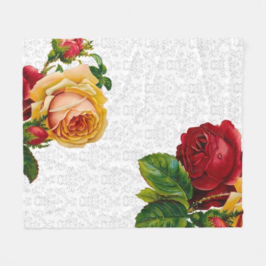 Elegant Light Grey Damask Floral Fleece Deken (Voorkant (Horizontaal))