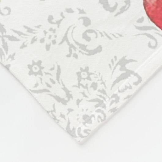 Elegant Light Grey Damask Floral Fleece Deken (Hoek)