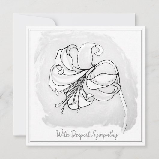 Elegant Light Grey White Lily Sympathcard (Voorkant)
