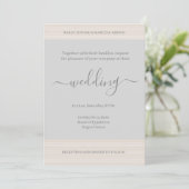 Elegant Light Grey Wood Grain Stripes Chic Wedding Kaart (Staand voorkant)